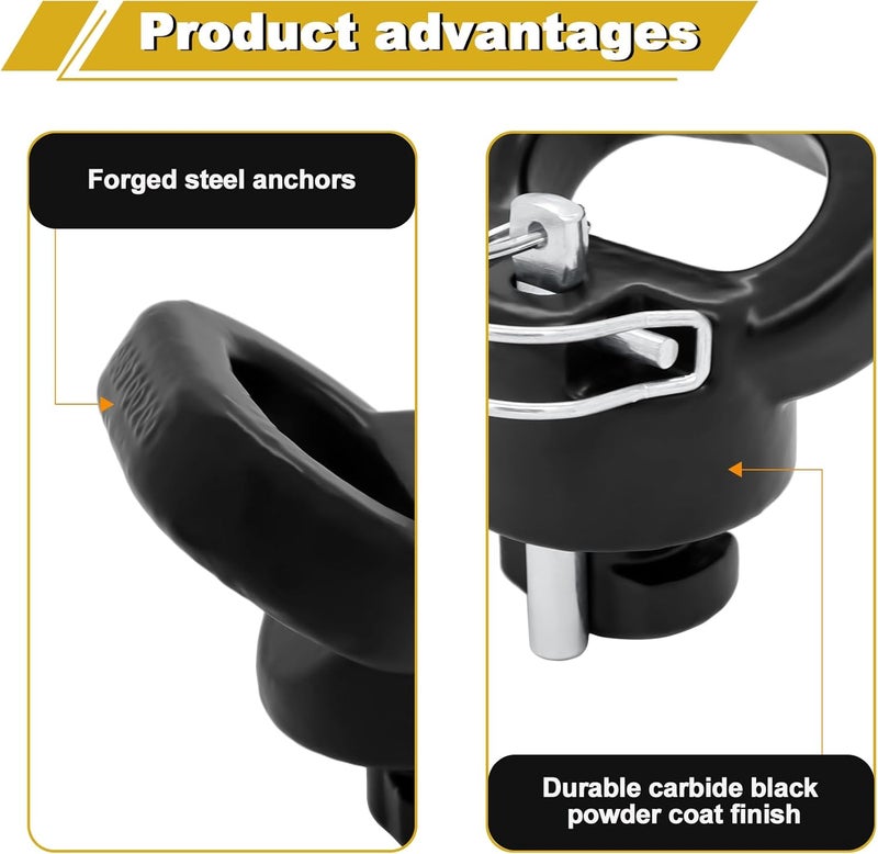FHRHRY 60617 Puck System Gooseneck Safety Chain Anchors, Compatible with 2013-2026 Dodge RAM 2500 3500, Cast Steel Gooseneck Hitch Safety Anchors with Carbide Black Powder Coat Finish, 30000 lbs GTW, 2 PCS - Image 5